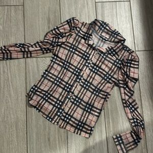 Burberry style Checked mesh blouse